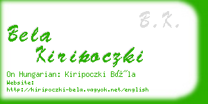 bela kiripoczki business card